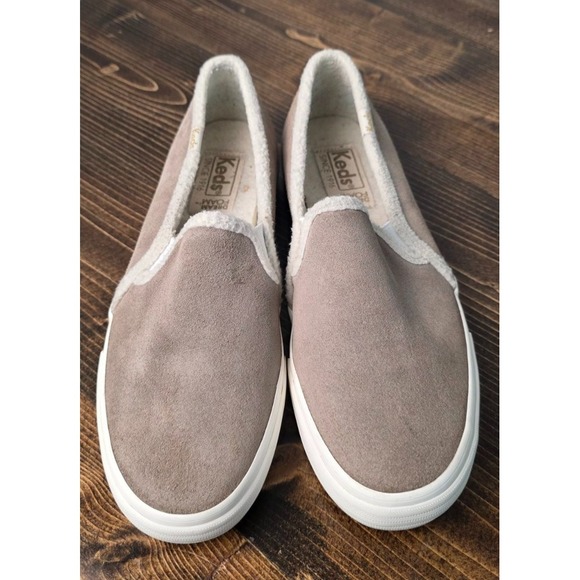 Keds Sz. 8 Tan Suede Faux Fur Slip On Comfort Shoes WH61085 - Picture 7 of 12